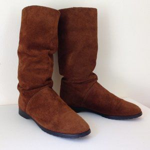 Land's End Suede Boots size 7½W chestnut brown